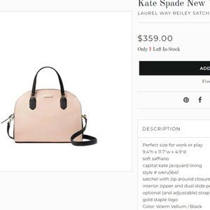 Kate Spade Laurel Way Reiley; warm vellum/black NIB